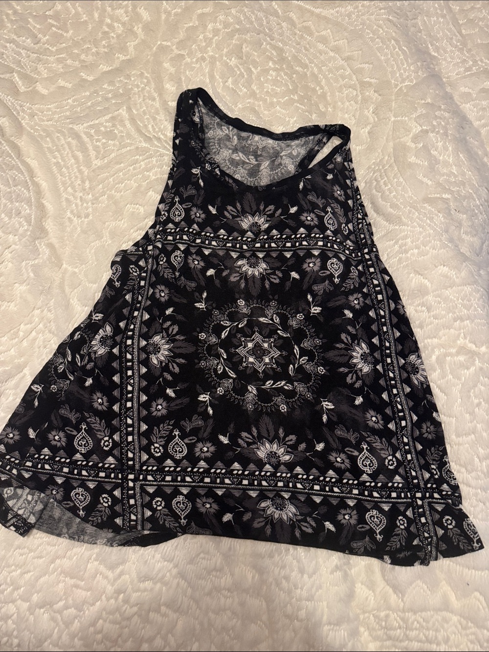 Mudd Black and White Floral Racerback Tank